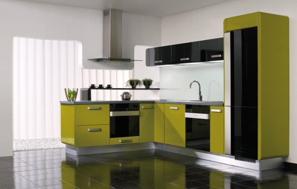 Кухня фисташкового цвета? либо оливкового? вобщем, желто зеленоватого!